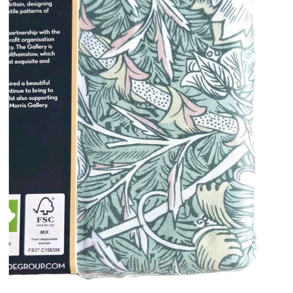 William Morris Queen Duvet Set 3pc Cotton Honeysuckle Tulip Sea Green Pattern‎